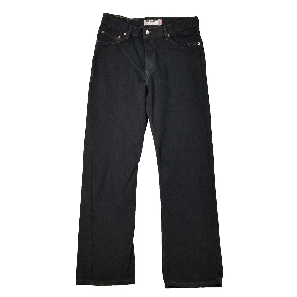 Levis 505 Jeans Mens 36x34 Black Regular Fit Denim Cotton Straight Leg Pants